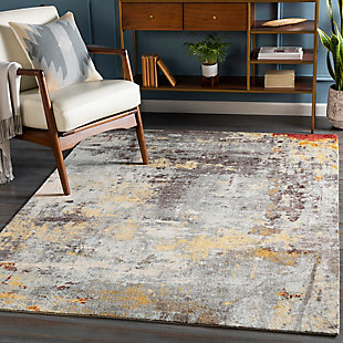 Stri abstract patterned rug leaves so much to the imagination. Its ethereal design dresses up a room with brilliant color, visual texture and a highly contemporary point of view. Made of polyester | Machine woven | Low pile | Rug pad recommended | Spot clean | Imported