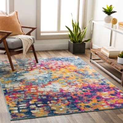 Modern 5'3" x 7' Area Rug, Multi, rollover