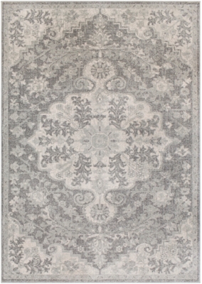 Traditional 5'3" x 7'3" Area Rug, Light Gray/Charcoal/Beige, large