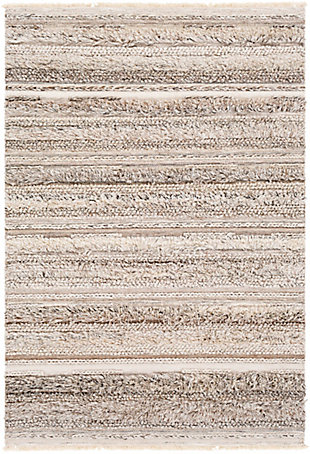 Soft stripes and a classic color pairing make a simply striking statement. This comfortably plush area rug aligns your space in a decidedly modern way.Made of viscose and wool | Handwoven | Plush pile | Rug pad recommended | Spot clean | Imported