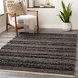 Soft stripes and a classic color pairing make a simply striking statement. This comfortably plush area rug aligns your space in a decidedly modern way.Made of viscose and wool | Handwoven | Plush pile | Rug pad recommended | Spot clean | Imported