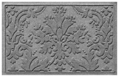 Home Accents Aqua Shield 1'11" x 3' Damask Indoor/Outdoor Doormat, Gray, large