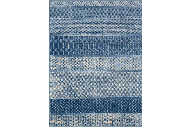 Dress up any floor with the natural hue and designer look of this rug. It welcomes visitors with warmth and comfort underfoot. Soft color palette exudes a marvelously modern vibe which works wonders in any setting.Made of  polypropylene | Machine woven | Medium pile | No backing; rug pad recommended | Spot clean | Imported