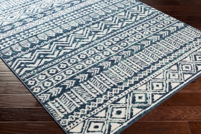Global Area Rug 5'3" x 7'3" Rug, Navy/Teal/White, rollover