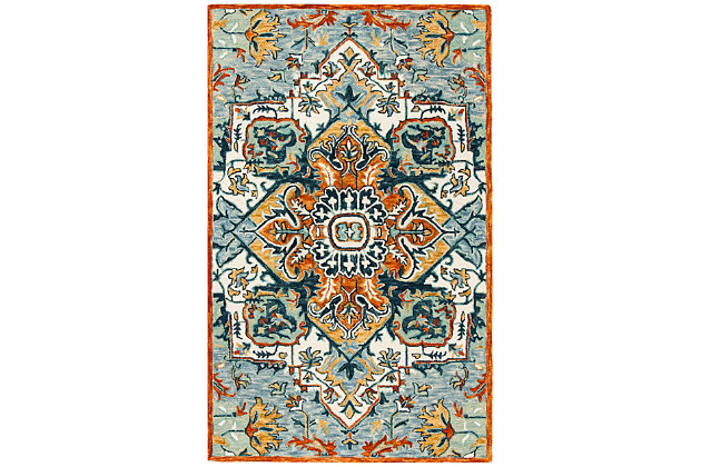 Classic design elements create a rug that's timeless in elegance and universal in appeal. Posh palette and distinctive pattern clearly reflect your good taste.Made of wool and cotton | Hand-tufted | Medium pile | Cloth backing; rug pad recommended | Spot clean | Imported