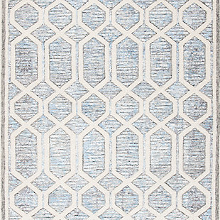 Simply timeless and beautifully on trend, this masterfully crafted Moroccan style area rug is distressed to impress. Easy elegant and casually cool, it looks right at home whether your furnishings are retro, boho or somewhere in between.Made of wool and viscose | Hand-tufted | Medium pile | Cloth (with latex) backing; rug pad recommended | Spot clean | Imported