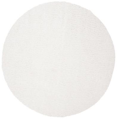 August Shag 5'3" x 5'3" Round Area Rug, White, large