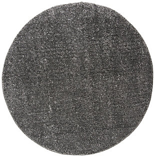 August Shag 6'7" x 6'7" Round Area Rug, Gray, large
