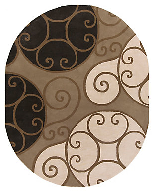 Home Accents Athena Swirl 8' X 10' Oval Area Rug, , large