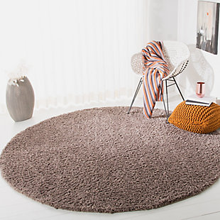 August Shag 3' x 3' Round Accent Rug, Taupe, rollover