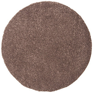 August Shag 3' x 3' Round Accent Rug, Taupe, large