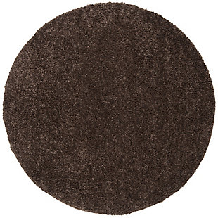 August Shag 6'7" x 6'7" Round Area Rug, Brown, large