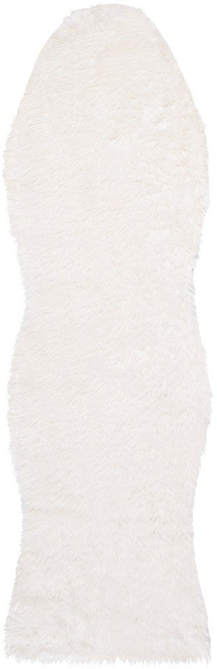 Faux Sheep Skin 2'6" x 12' Runner Rug, White, large