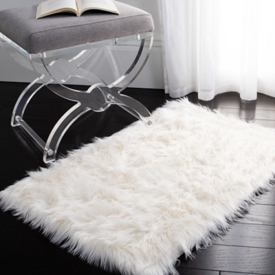 Faux Sheep Skin 2' x 3' Accent Rug, Ivory, large