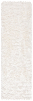 Faux Sheep Skin 2' x 6' Runner Rug, White, large