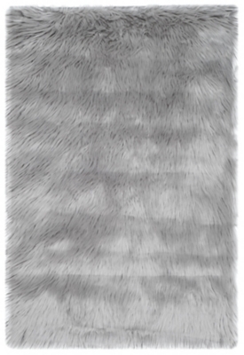 Faux Sheep Skin 2' x 3' Accent Rug, Black/Gray, large