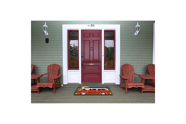 Bring some doggone retro fun to a lanai, porch, sunroom or anywhere four-legged friends are welcome. Hand-tufted and richly textural, this playful doormat is plush to the touch yet tough enough for indoor-outdoor use.Made of polyester and acrylic | Hand-tufted | Uv-stabilized for indoor/outdoor use | Imported | Clean with mild soapy water and rinse | Prolong life by limiting exposure to rain and moisture