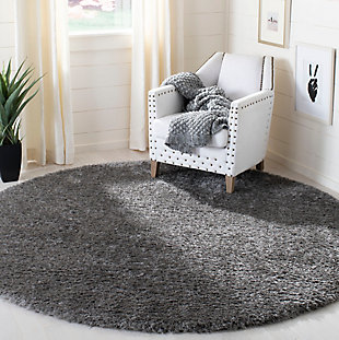 Madrid Shag 6'7" x 6'7" Round Area Rug, Charcoal, rollover