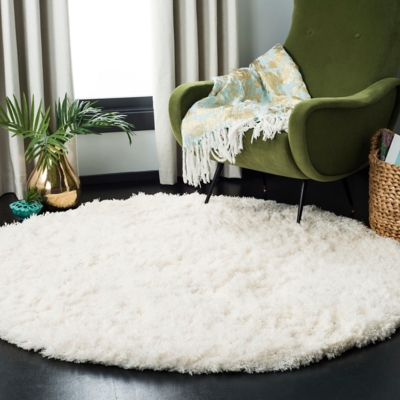 Safavieh Polar Shag 4' x 4' Round Accent Rug, White, large