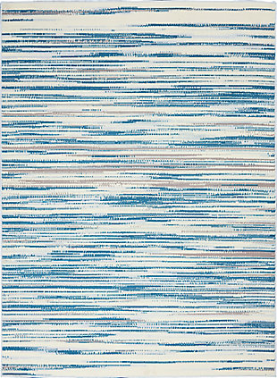 Nourison Jubilant Teal Blue And White 4'x6' Beach Area Rug, Blue, large