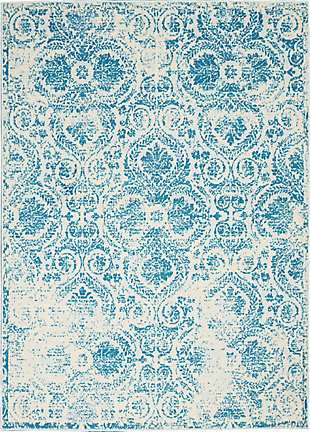 Nourison Jubilant Teal Blue 4'x6' Vintage Area Rug, Blue, large