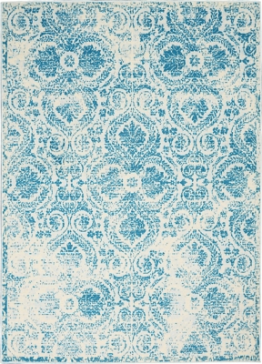 Nourison Jubilant Teal Blue 6'x9' Vintage Area Rug, Blue, large