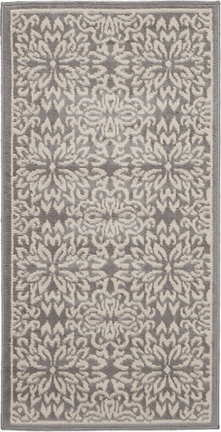 Nourison Jubilant 2' X 4' Small Grey Floral Area Rug, Ivory/Gray, large