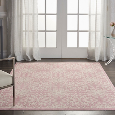 Nourison Jubilant Pink 5'x7' Beach Area Rug, Ivory/Pink, large