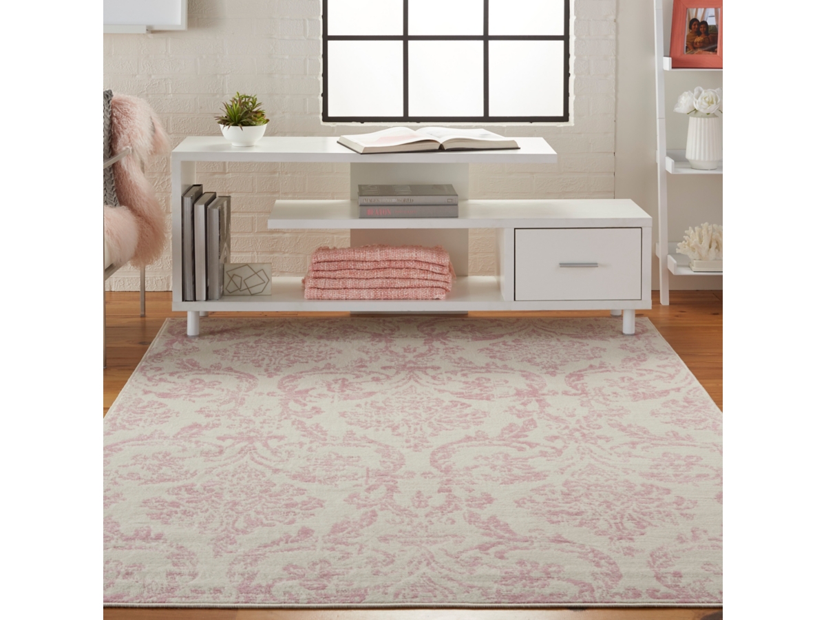 Nourison Jubilant White And Pink 5'x7' Area Rug | Ashley