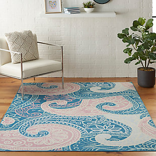 Nourison Jubilant Pink And Blue 5'x7' Boho Area Rug, Blue, rollover
