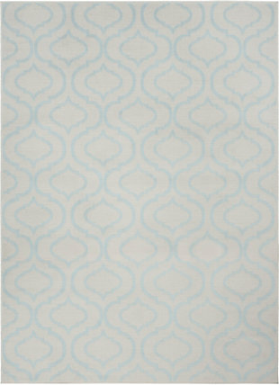 Nourison Jubilant White And Blue 5'x7' Moroccan Area Rug, Ivory/Blue, large