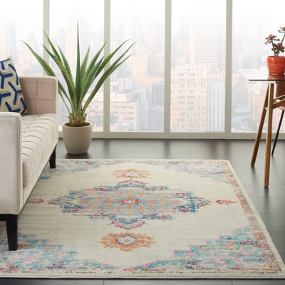 Nourison Passion 5' X 7' Gray, Ivory, Multicolored Bohemian Area Rug, Gray/Multi, rollover