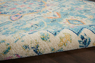 Rich, lush, seductive color draws you in to the plush beauty of the lovely passion collection. If you thrill to the pleasures of beautifying your home, you'll find passion area rugs simply irresistible. These fantastic florals, stunning abstracts and dramatic geometric designs meld elements of classic persian motifs with a modern sensibility. Woven of polypropylene fibers on state-of-the-art powerlooms, this collection of area rugs combines thick, comfortable pile with an easy-care approach. Advanced overdye techniques create an exciting patina effect. Live a more colorful life with passion in your home! Tones of turquoise, cream, and yellow interplay with pops of pink on this classic persian beauty. This contemporary passion rug presents a classic center-medallion floral pattern in a modern palette with over-dyed patina. As sumptuous to the touch as it is to the eye, in thick, soft pile with a narrow border.Power-loomed | Distressed finish | Low shedding | Indoor only | Rug pad recommended