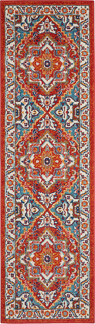 Nourison Passion 8' Runner Area Rug, Red/Multi, large