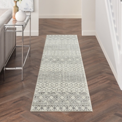 Nourison Passion 8' Runner Area Rug, Ivory/Gray, large