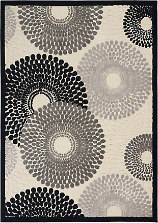 Nourison Graphic Illusions Gray 5'x8' Area Rug, Parchment, large