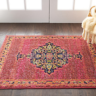 Nourison Passionate 2' X 4' Pink Multicolor Boho Area Rug, Pink/Flame, rollover