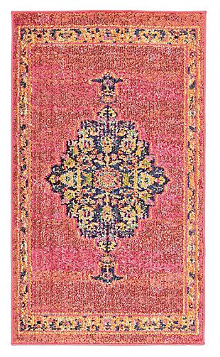 Nourison Passionate 2' X 4' Pink Multicolor Boho Area Rug, Pink/Flame, large