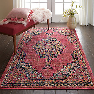 Nourison Passionate Pst01 Pink Multicolor 4'x6' Boho Area Rug, Pink/Flame, rollover