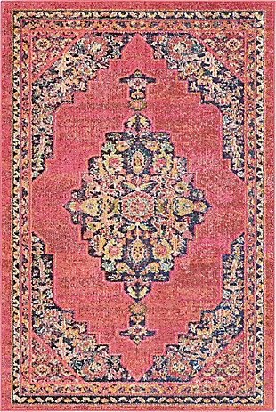 Nourison Passionate Pst01 Pink Multicolor 4'x6' Boho Area Rug, Pink/Flame, large