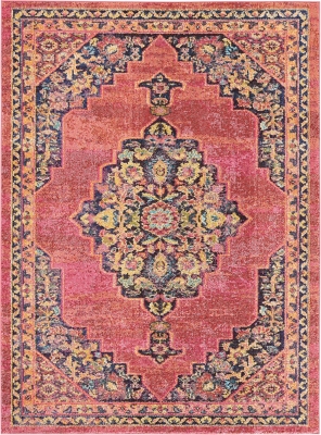 Nourison Passionate Pst01 Pink Multicolor 5'x7' Boho Area Rug, Pink/Flame, large