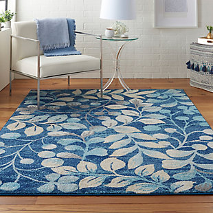 Nourison Tranquil Tra03 Navy Blue 4'x6' Botanical Area Rug, Navy, rollover