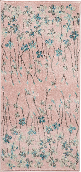 Nourison Tranquil 2'x4' Pink Floral Small Rug, Pink, large