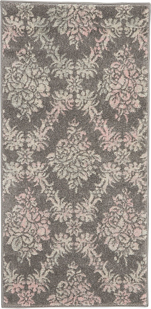 Nourison Tranquil 2'x4' Pink And Gray Vintage Small Rug, Gray/Pink, large