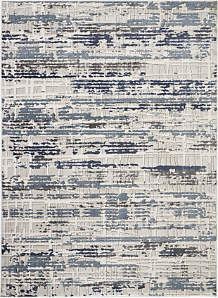 Nourison Urban Decor Slate Blue And White 5'x7' Rustic Area Rug, Ivory/Slate, large