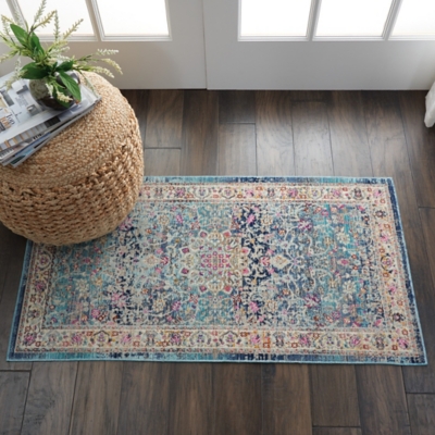 Nourison Nourison Vintage Kashan 2' x 4' Blue Vintage Indoor Rug, Blue, rollover