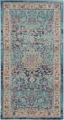 Nourison Nourison Vintage Kashan 2' x 4' Blue Vintage Indoor Rug, Blue, large
