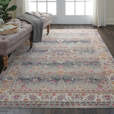 Nourison Nourison Vintage Kashan 4' x 6' Grey Vintage Indoor Rug, Gray, rollover