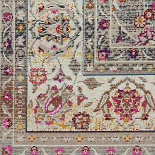 Bringing an antique flair to your home has never been easier, with the vintage kashan collection of persian-inspired traditional rugs. Featuring a range of bordered rugs with all-over or center star medallion designs, these elegant low-pile rugs draw inspiration from the finest kashan rug patterns, and are sure to bring a distressed elegance to your interior decor. This vintage kashan rug exudes the elegance of a vintage rug, with its oushak-inspired middle star and traditional persian rug border design. Glossy low-pile fibers shine with an abrash silver grey, adorned with graceful floral accents for the look and feel of an heirloom.Power loomed | Serged edges | Low shedding | Rug pad recommended | Indoor only