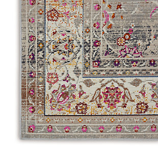 Bringing an antique flair to your home has never been easier, with the vintage kashan collection of persian-inspired traditional rugs. Featuring a range of bordered rugs with all-over or center star medallion designs, these elegant low-pile rugs draw inspiration from the finest kashan rug patterns, and are sure to bring a distressed elegance to your interior decor. This vintage kashan rug exudes the elegance of a vintage rug, with its oushak-inspired middle star and traditional persian rug border design. Glossy low-pile fibers shine with an abrash silver grey, adorned with graceful floral accents for the look and feel of an heirloom.Power loomed | Serged edges | Low shedding | Rug pad recommended | Indoor only